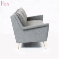 Furniture Factory Direct Gray Fabric Settee Living Room Used Metal Legs 3 Seater Sofa